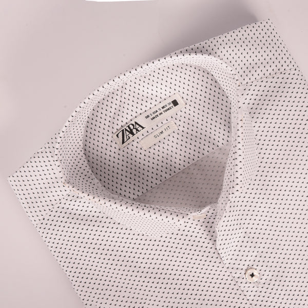 ZR White Minimalist Printed Shirt